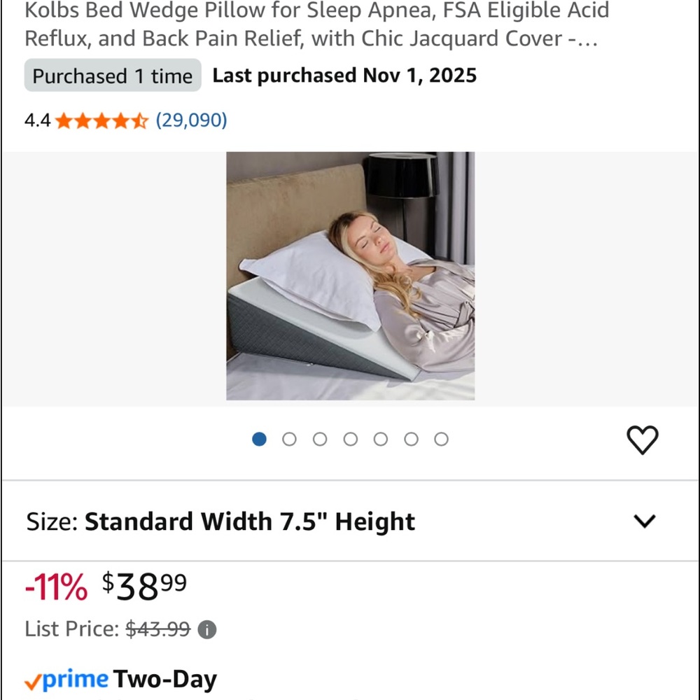 NEW Wedge Bed Pillow -39.00 new & missed the RETURN DATE!!